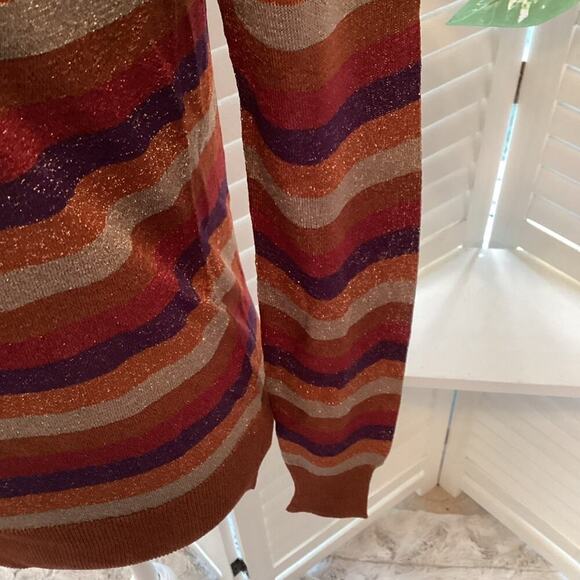 HAPPY SHEEP NEW METALLIC STRIPE LIGHT WEIGHT SWEATER SIZE SMALL - Picture 5 of 9